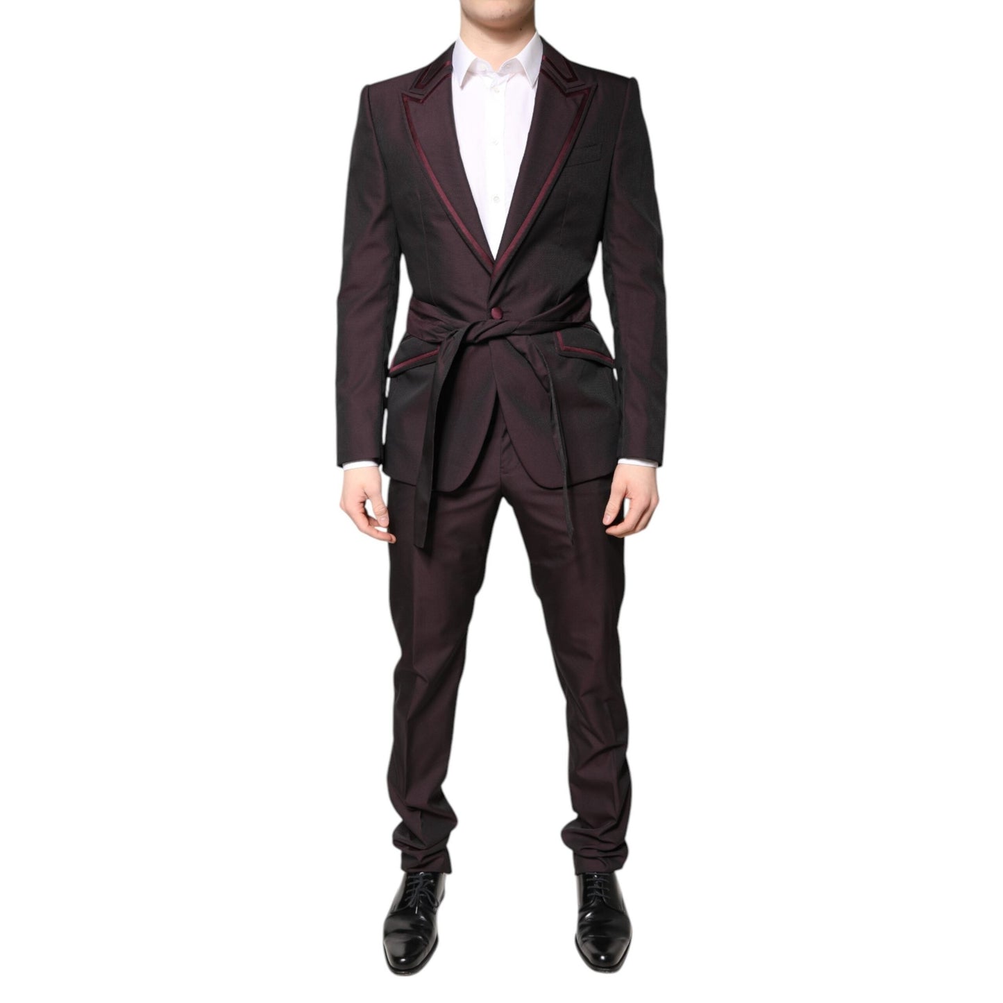Dolce & Gabbana Maroon Single Breasted Formal 2 Piece Suit Dolce & Gabbana