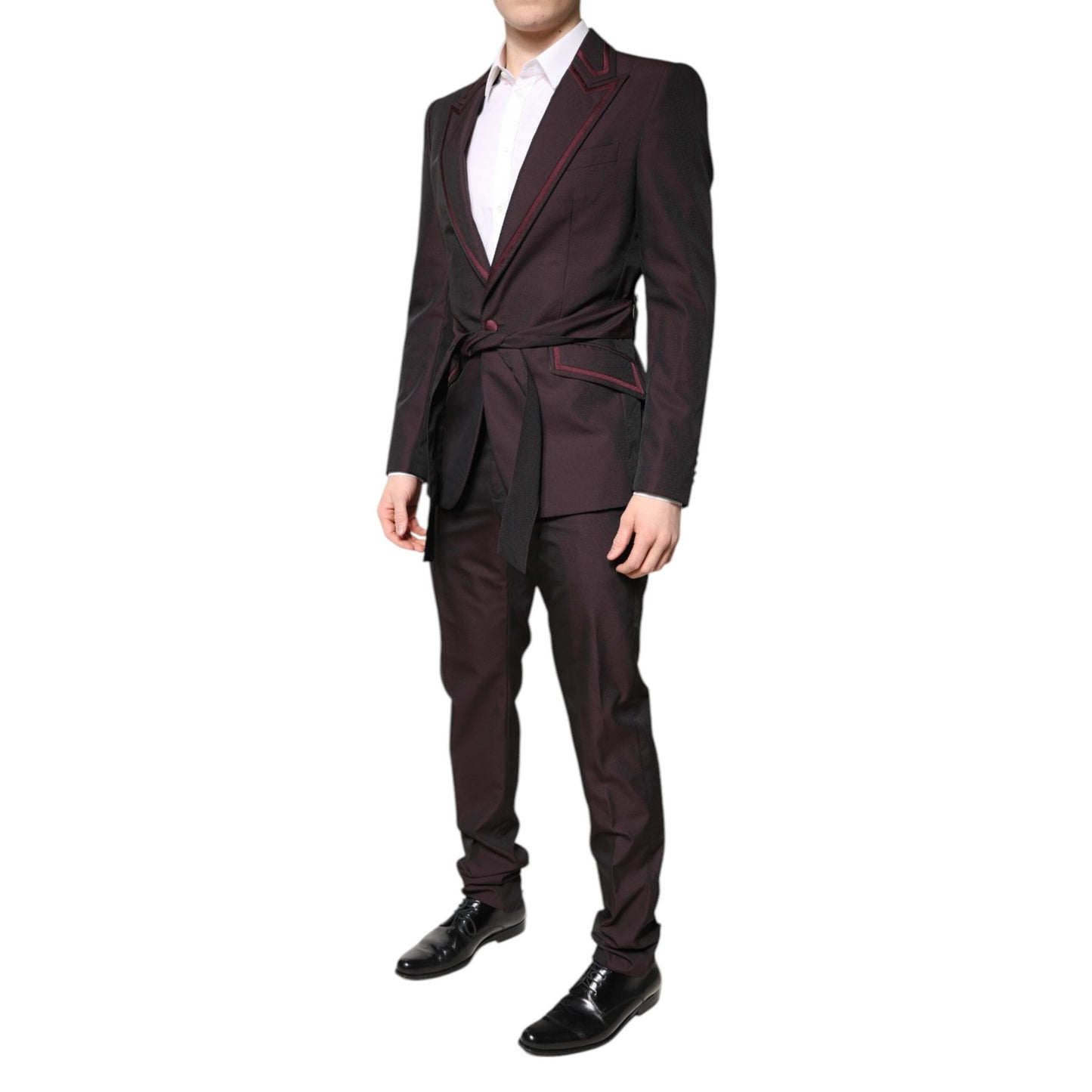 Dolce & Gabbana Maroon Single Breasted Formal 2 Piece Suit Dolce & Gabbana