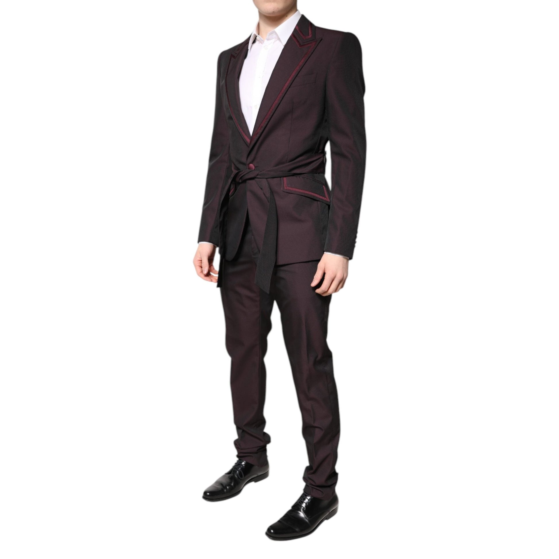 Dolce & Gabbana Maroon Single Breasted Formal 2 Piece Suit Dolce & Gabbana