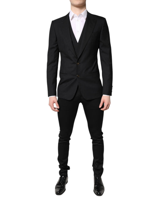 Dolce & Gabbana Black Single Breasted Formal Blazer with Vest Dolce & Gabbana