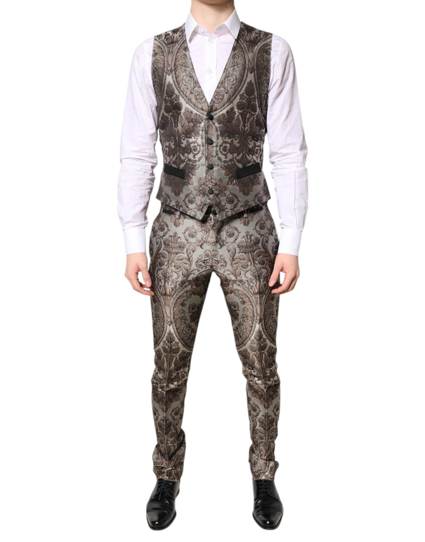 Dolce & Gabbana Multicolor Jacquard Single Breasted 3 Piece Suit Dolce & Gabbana