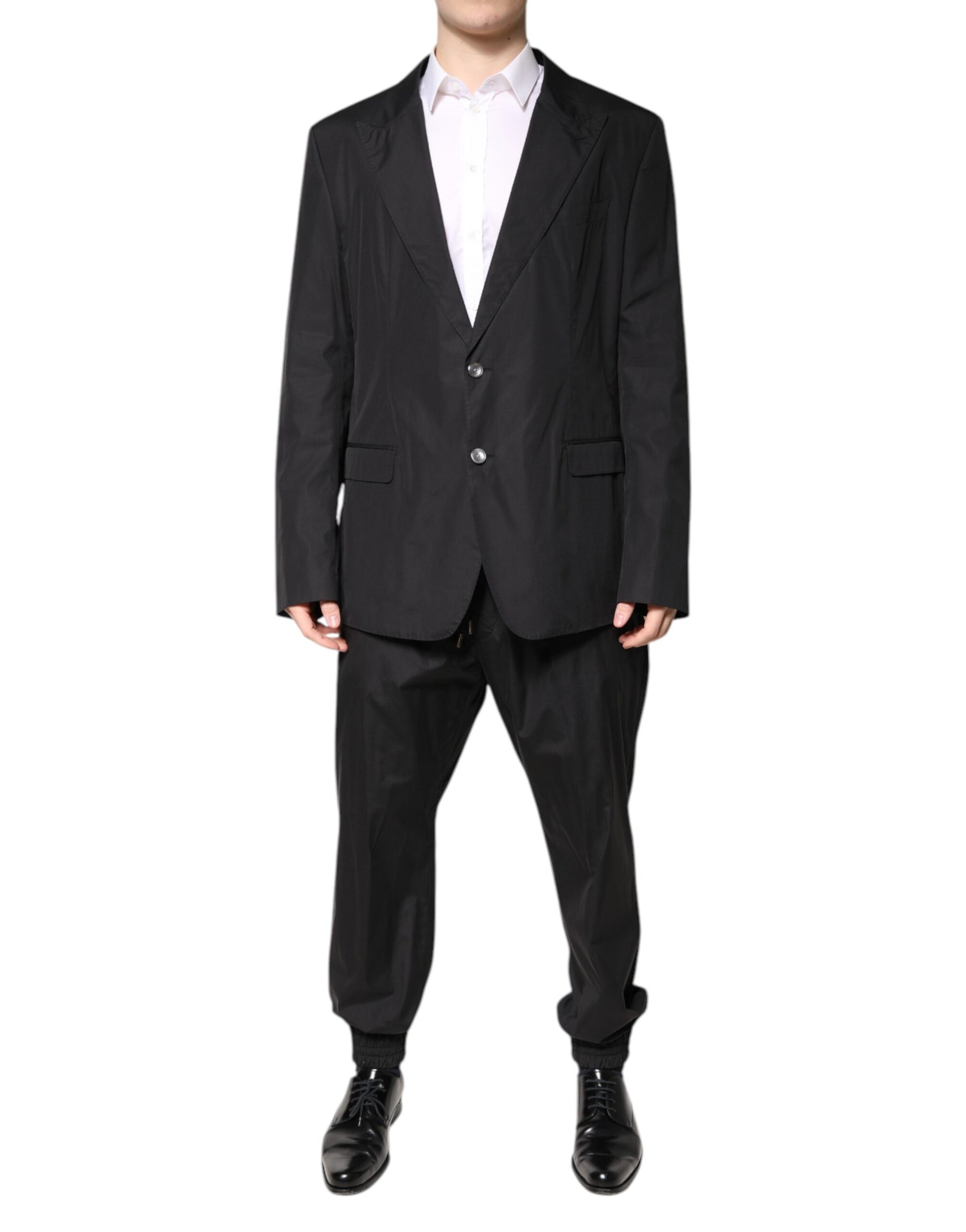 Dolce & Gabbana Black Cotton Single Breasted 2 Piece Suit Dolce & Gabbana