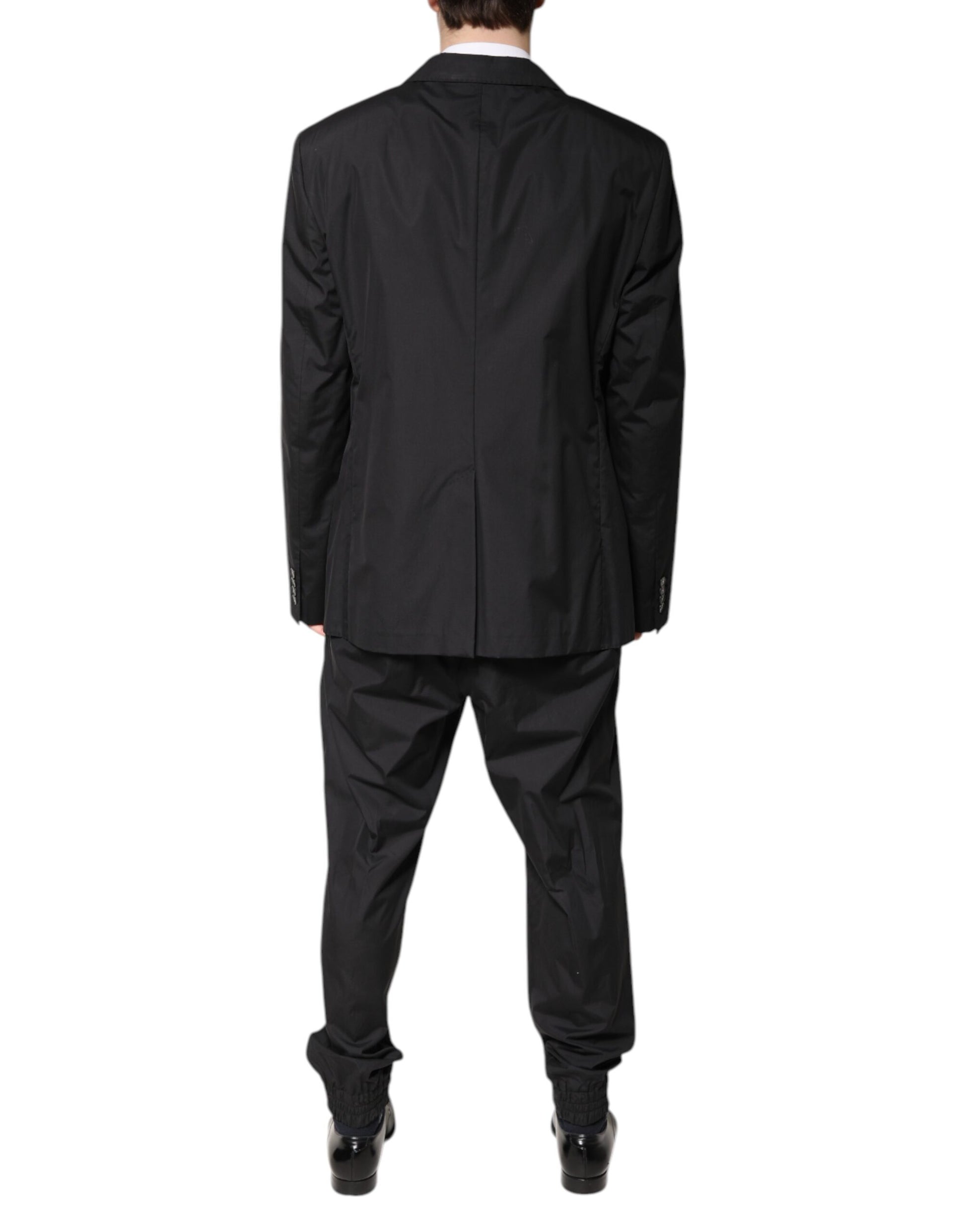 Dolce & Gabbana Black Cotton Single Breasted 2 Piece Suit Dolce & Gabbana