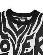 Dolce & Gabbana Black White Print Women Pullover Sweater
