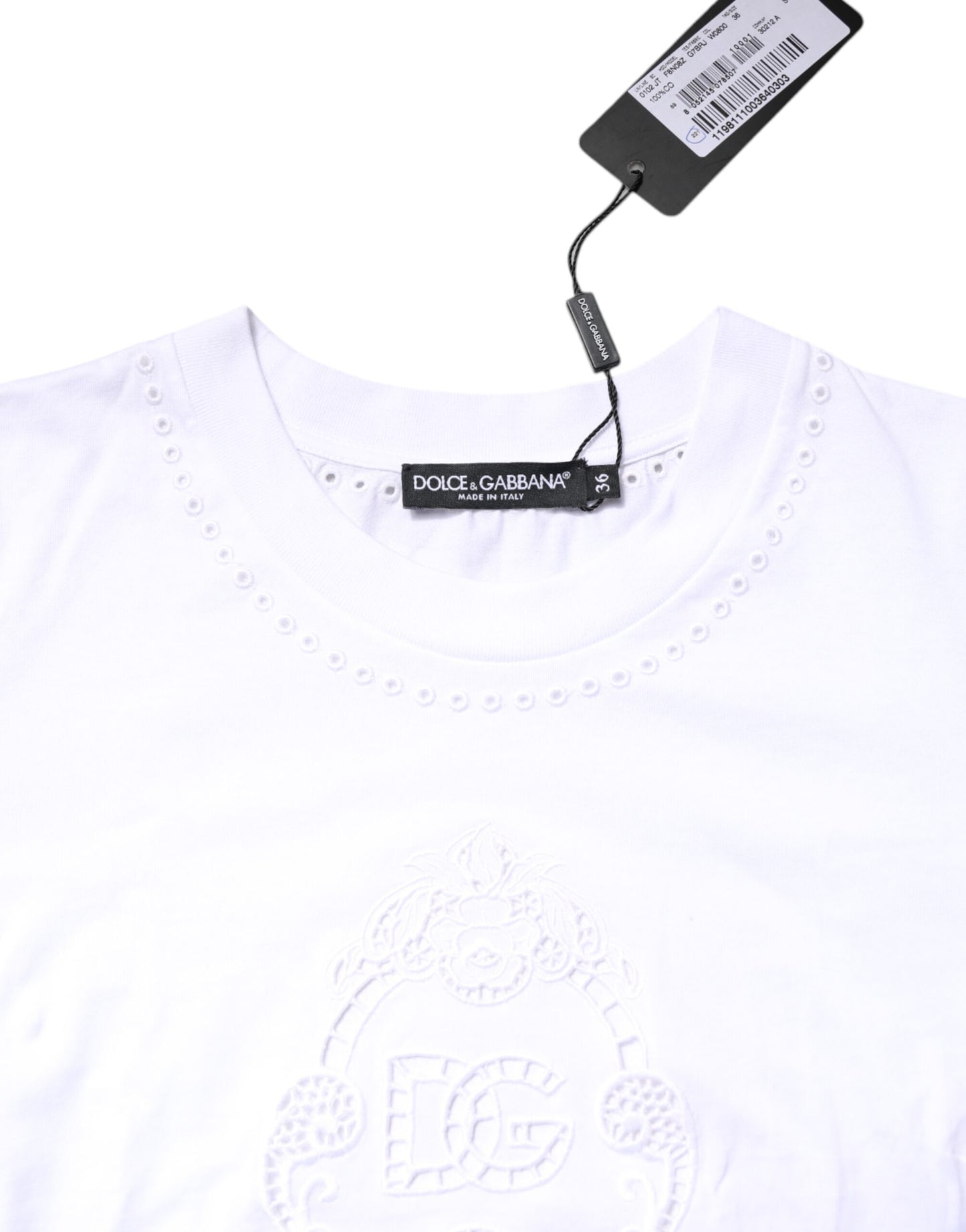 Dolce & Gabbana White Cotton Floral Logo Crew Neck T-shirt Dolce & Gabbana