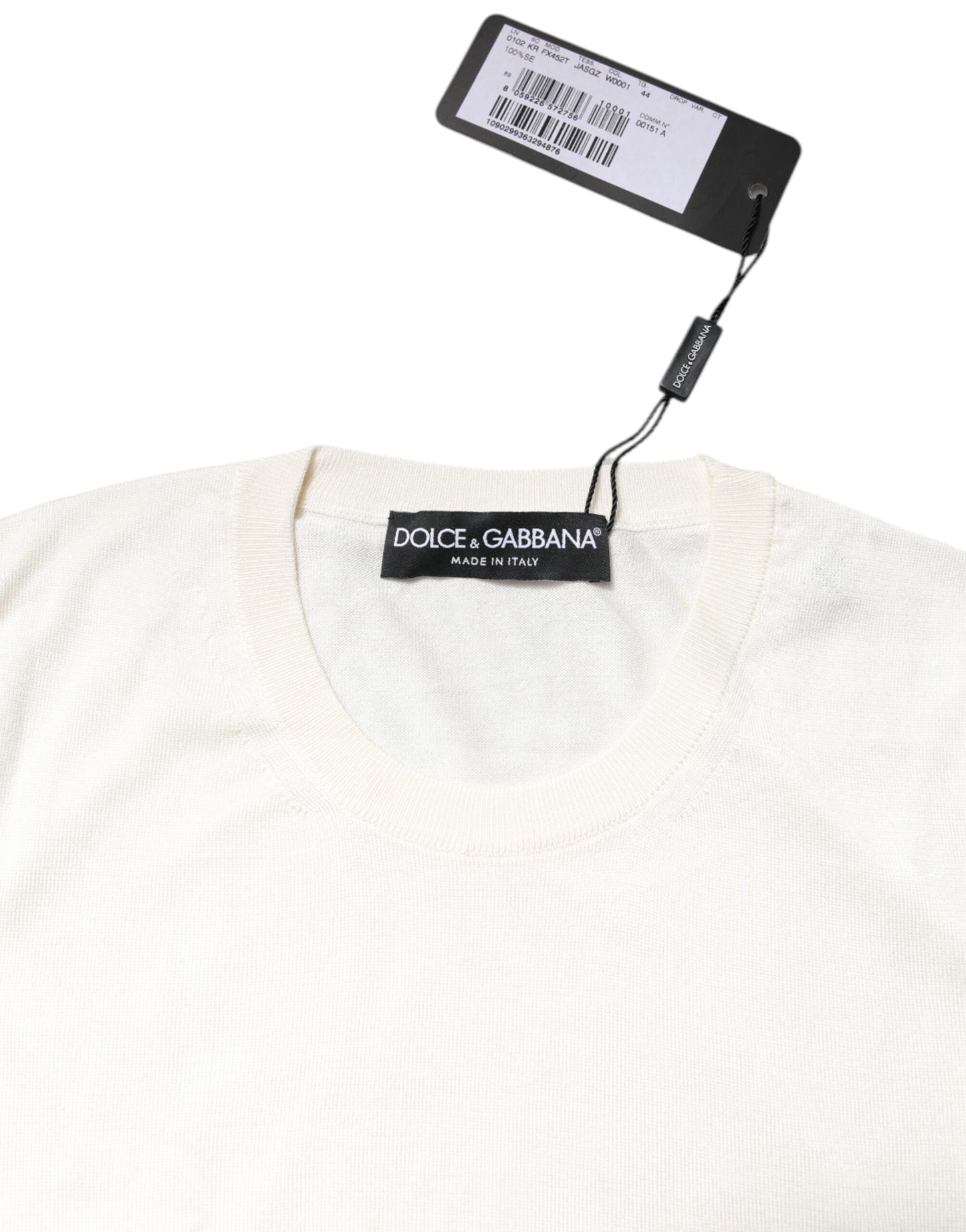 Dolce & Gabbana White Silk Round Neck Sleeveless Tank Top Dolce & Gabbana