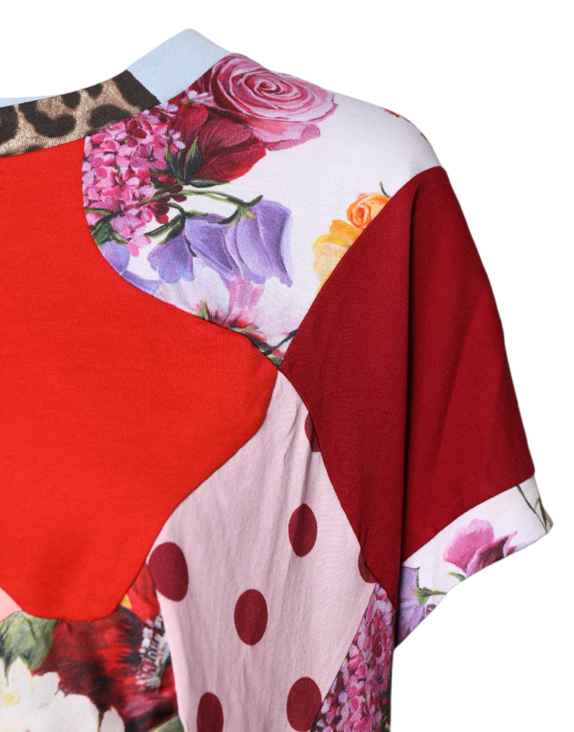 Dolce & Gabbana Multicolor Patchwork Short Sleeve Blouse Top Dolce & Gabbana