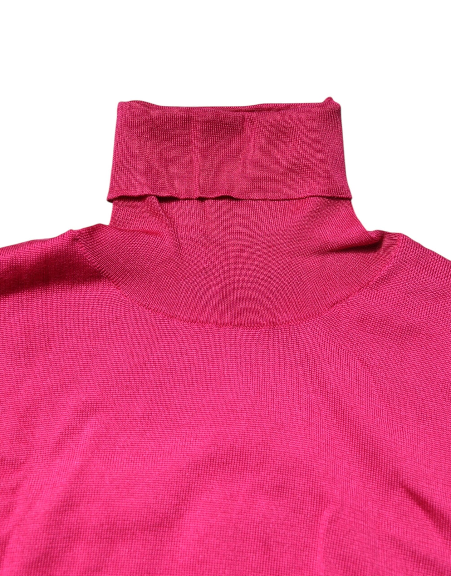 Dolce & Gabbana Pink Silk Knitted Turtleneck Cropped Top Dolce & Gabbana