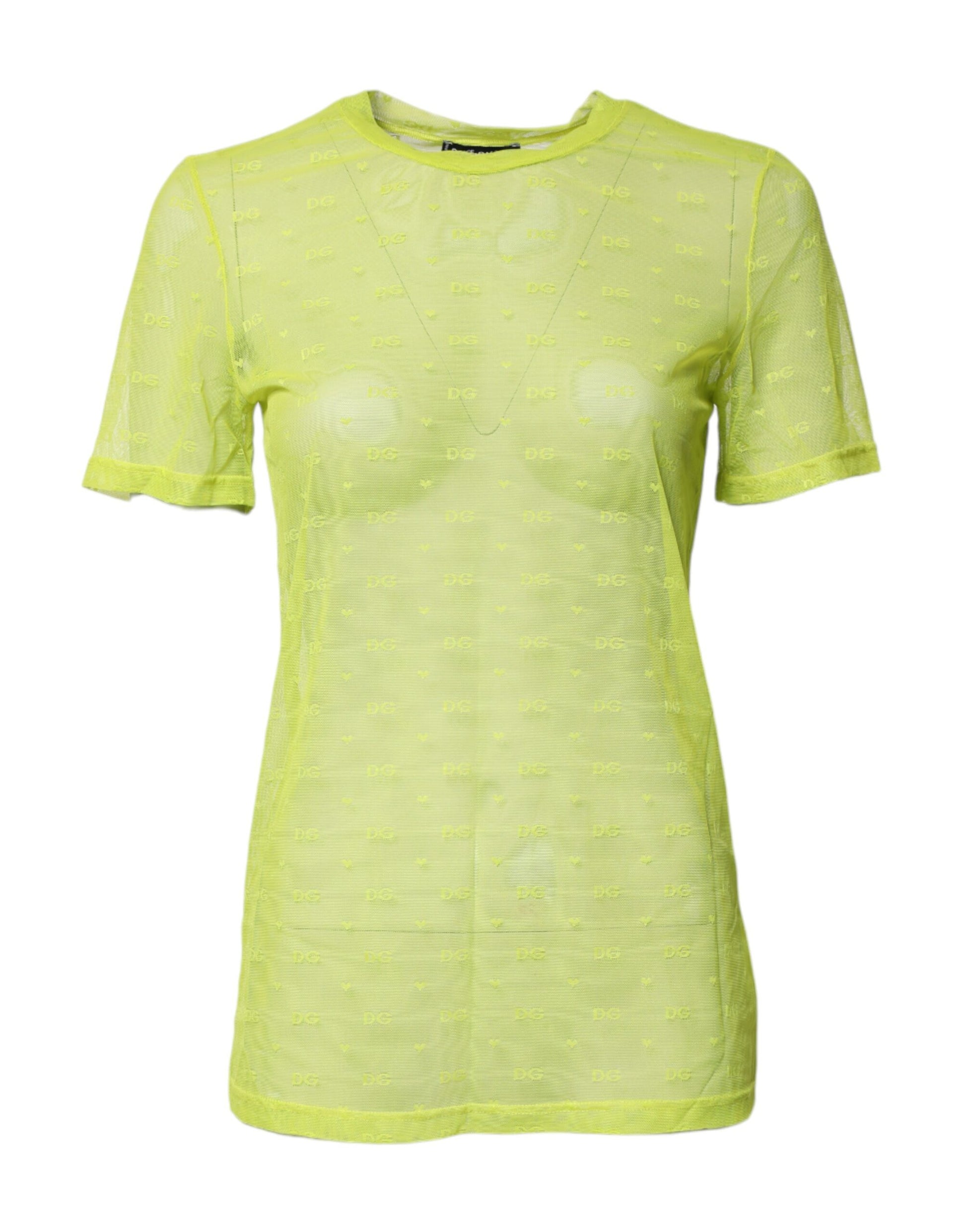 Dolce & Gabbana Green Nylon See Through Women Short Sleeves Top Dolce & Gabbana