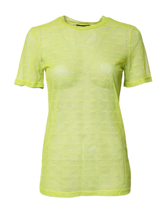 Dolce & Gabbana Green Nylon See Through Women Short Sleeves Top Dolce & Gabbana