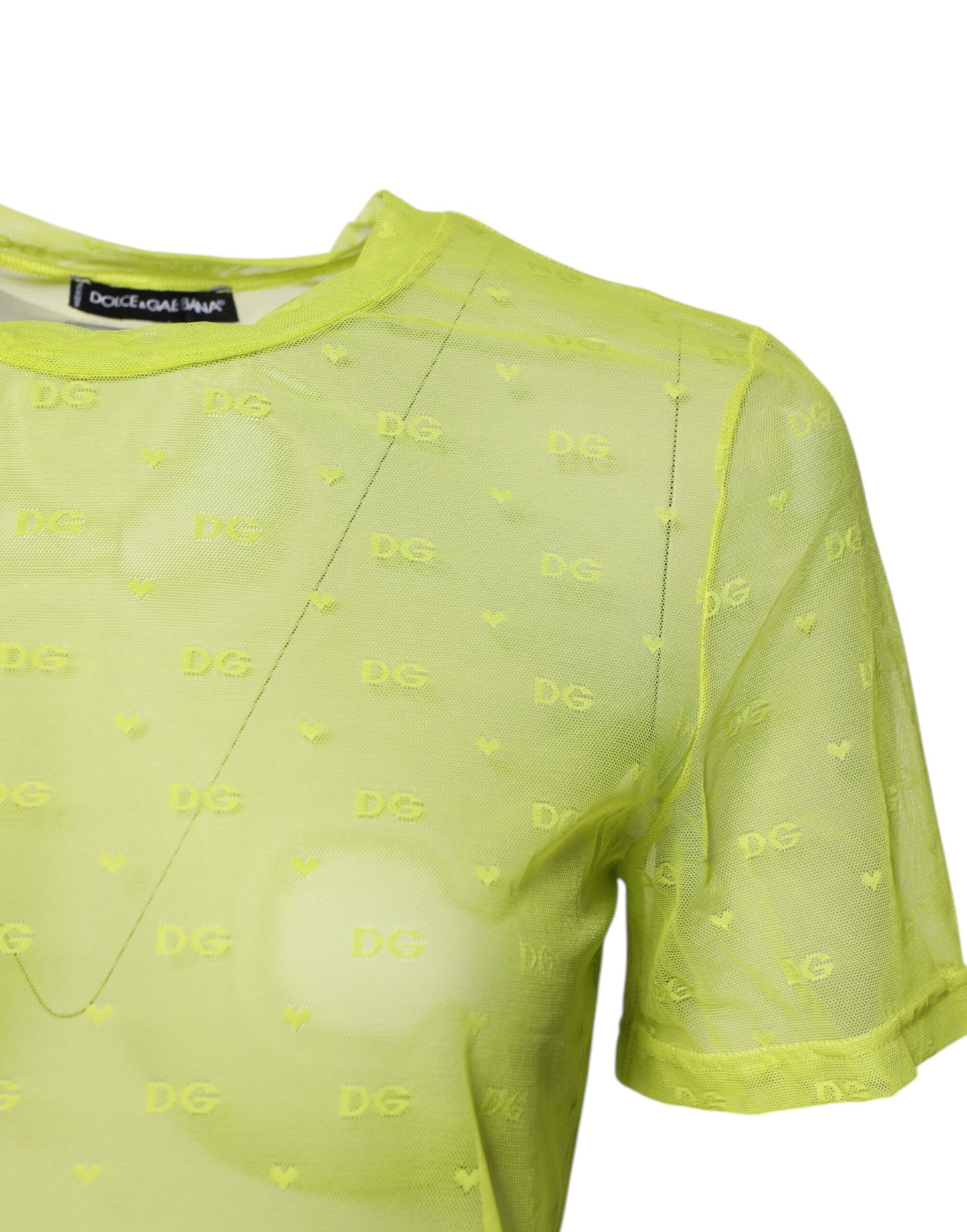 Dolce & Gabbana Green Nylon See Through Women Short Sleeves Top Dolce & Gabbana