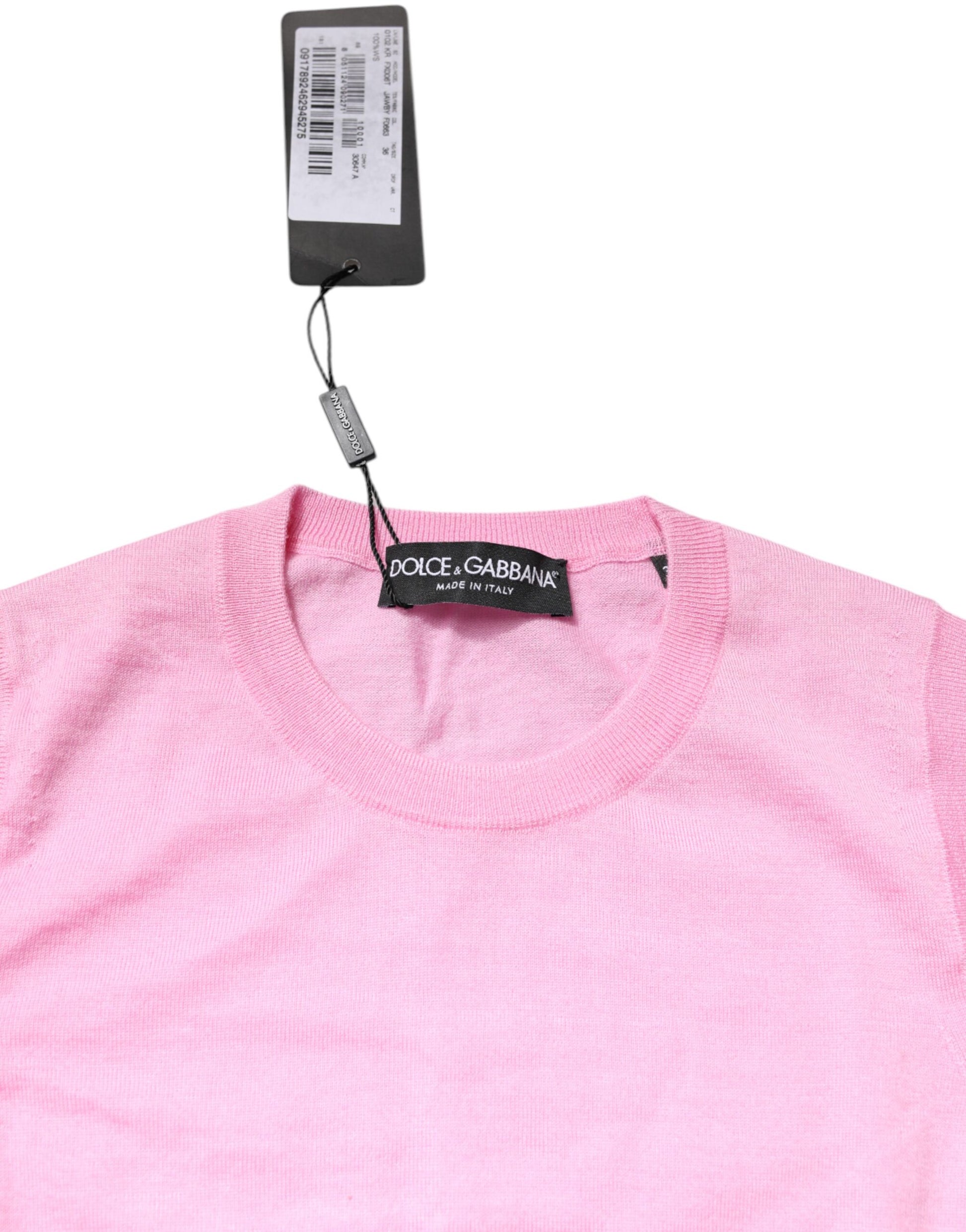 Dolce & Gabbana Pink Cashmere Round Neck Sleeveless Tank Top