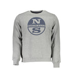 Gray cotton men's sweater by North Sails featuring a classic fit and ribbed cuffs, displayed on a neutral background.