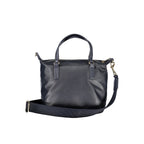 Tommy Hilfiger women's blue polyester handbag with top handles and logo accents, stylish and functional accessory.