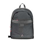 Black Tommy Hilfiger polyester men's backpack with front pocket and adjustable straps, casual and functional for everyday use.