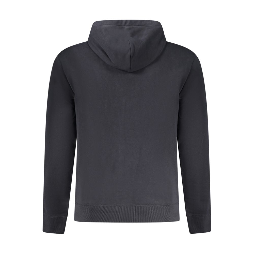 Black Napapijri men's cotton sweater with a crew neck and minimalist design, perfect for casual wear.