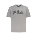 Fila gray cotton men's T-shirt displayed flat, featuring a classic crew neck and short sleeves.