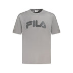 Fila gray cotton men's T-shirt displayed flat, featuring a classic crew neck and short sleeves.