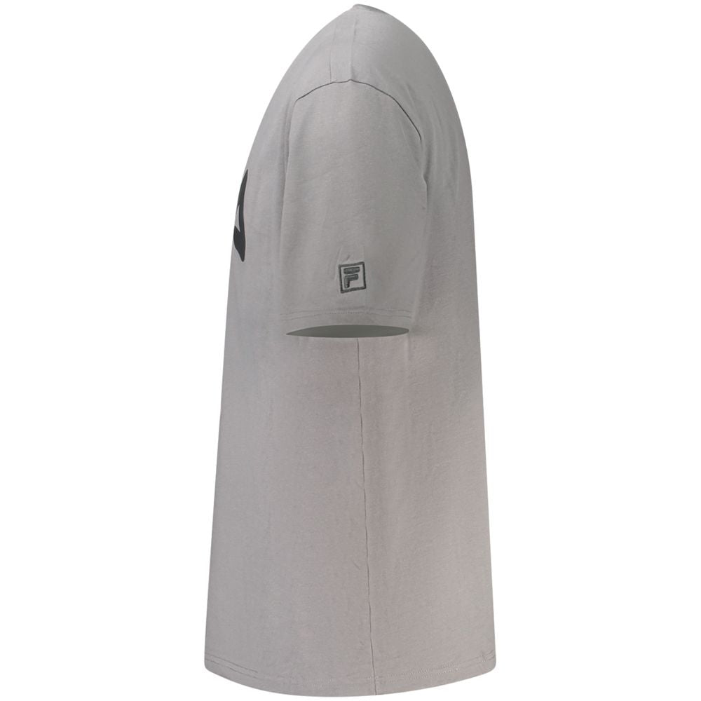 Fila gray cotton men's T-shirt displayed flat, showcasing the classic crew neck and soft fabric for casual wear.