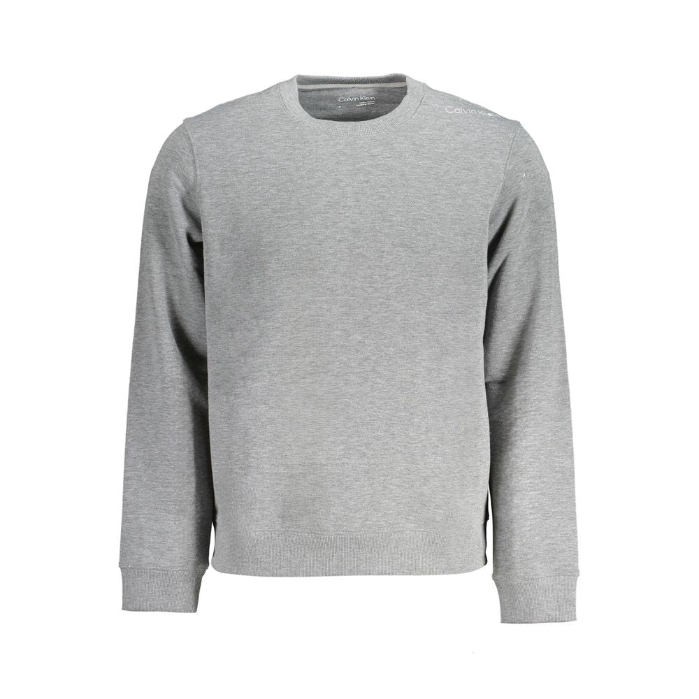 Calvin Klein Grigio polyester men's sweatshirt with a round neckline and long sleeves, displayed flat.