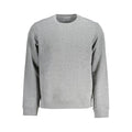 Calvin Klein Grigio polyester men's sweatshirt with a round neckline and long sleeves, displayed flat.