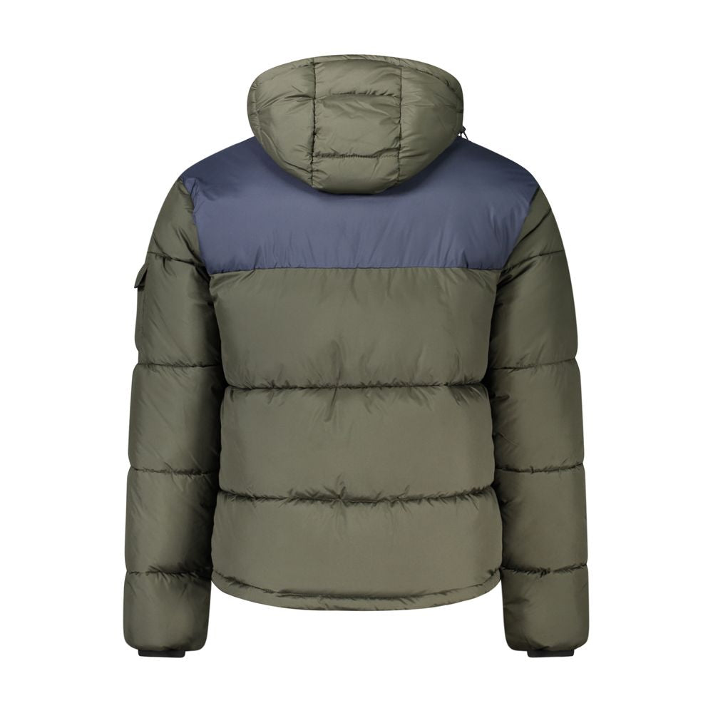 North Sails Verde polyester men's jacket displayed with front view showing collar, zipper, and sleek green fabric.
