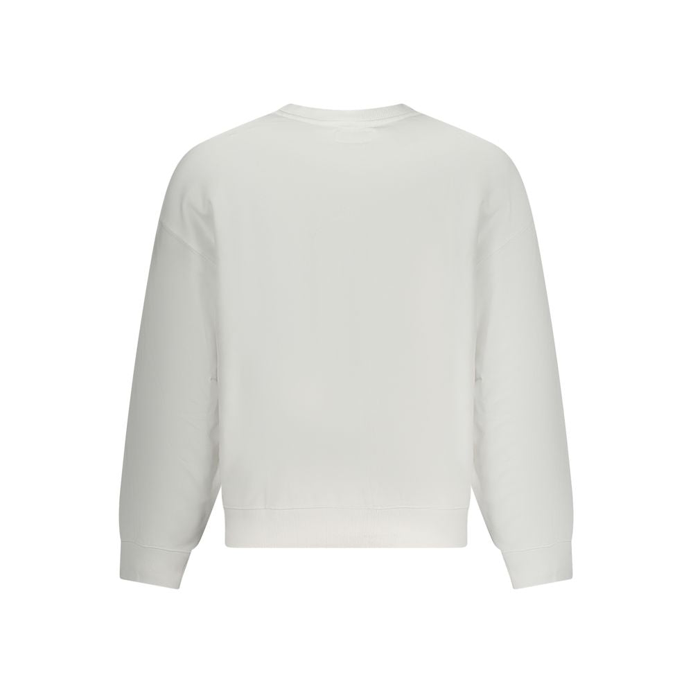 White cotton men's sweatshirt by Guess Jeans featuring a classic crewneck and relaxed fit.