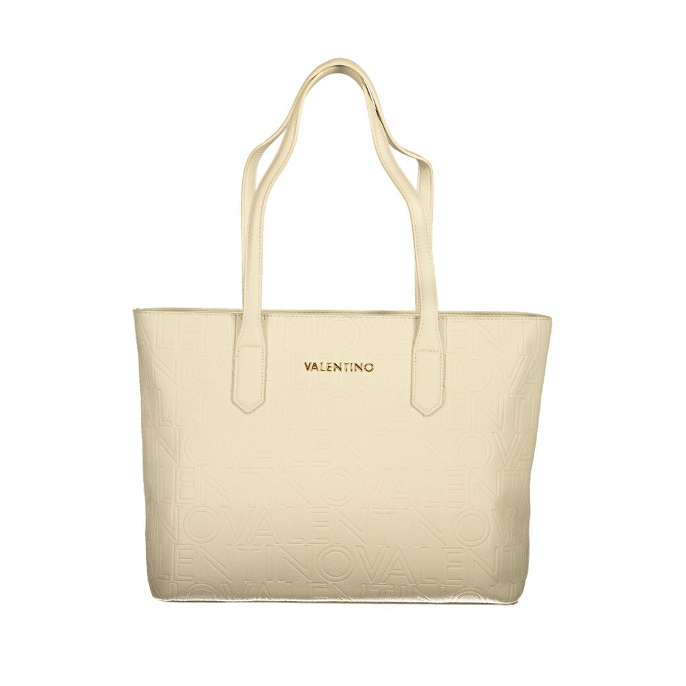 Beige Mario Valentino women's polyurethane bag with stylish design, featuring sleek handles and spacious interior.