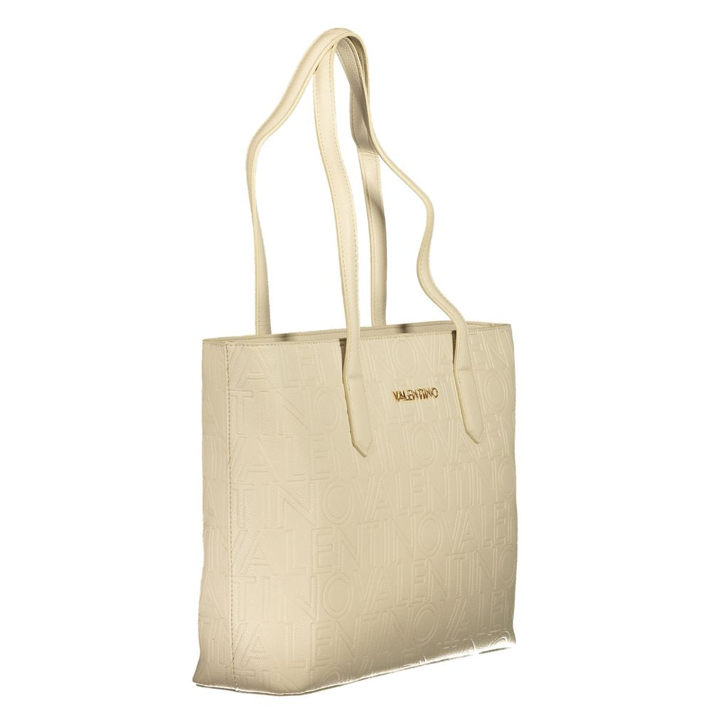 Mario Valentino beige polyurethane women's bag with sleek design and top handle, showcasing a stylish accessory for everyday use.