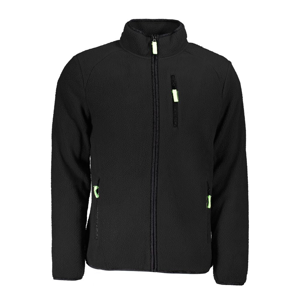 Black Norway 1963 polyester men's sweater with a classic fit and ribbed cuffs, displayed on a neutral background.