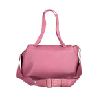 Pink Mario Valentino women's polyurethane bag with sleek design and silver hardware, stylish accessory for everyday use.