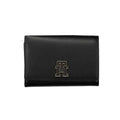 Tommy Hilfiger black polyurethane women’s wallet with sleek design and multiple card slots, featuring the iconic logo.