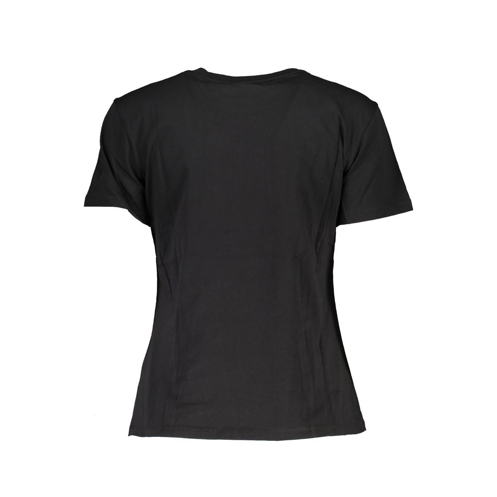 Black cotton women's T-shirt by Patrizia Pepe with a classic fit and simple crew neckline.