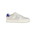 Calvin Klein white men's polyurethane sneaker with sleek design and sporty style, featuring laces and a rubber sole.