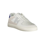 Calvin Klein white polyurethane men's sneaker with sleek design and lace-up closure, casual footwear for everyday wear.