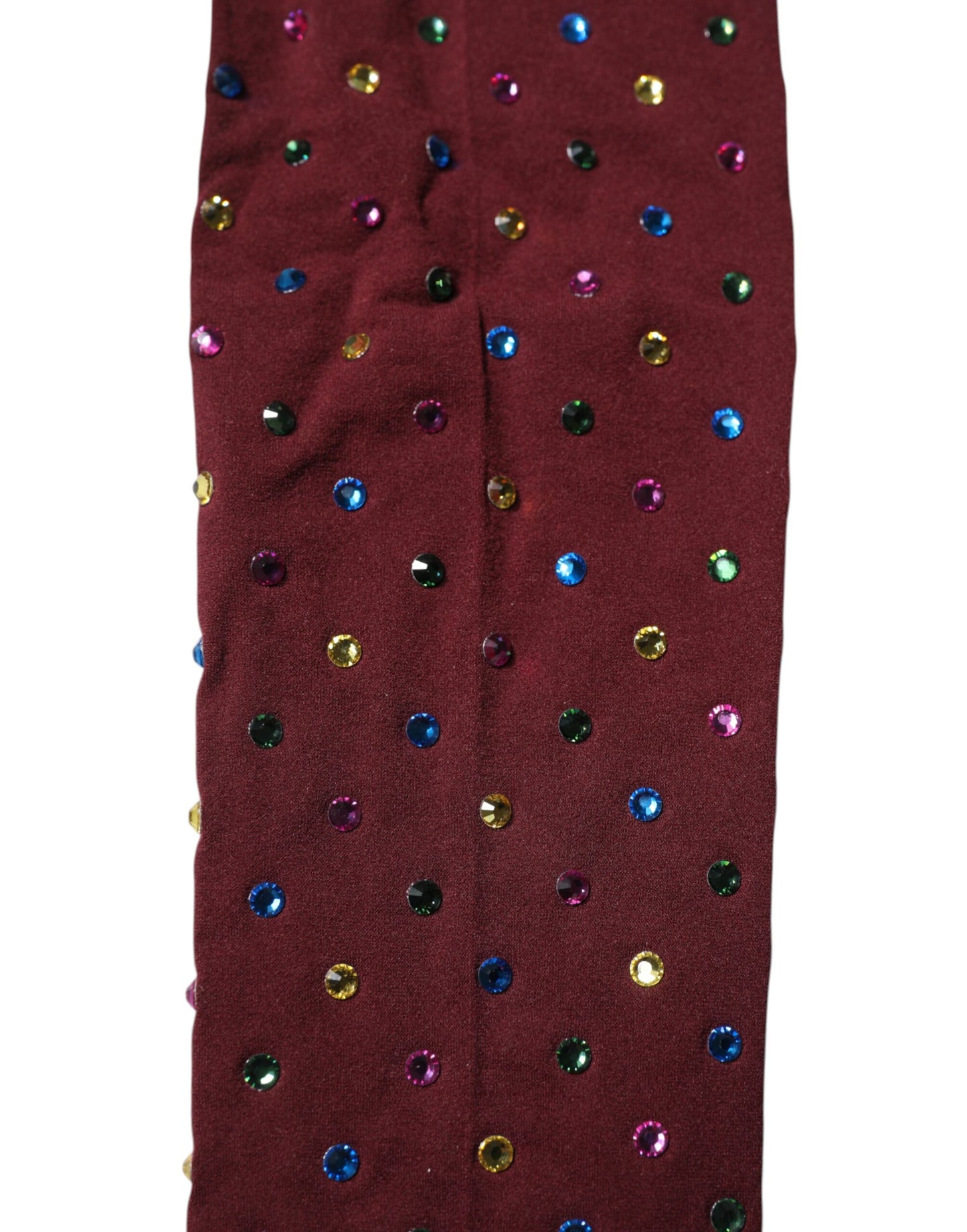 Dolce & Gabbana Maroon Nylon Crystal Embellished Pantyhose Tights Dolce & Gabbana