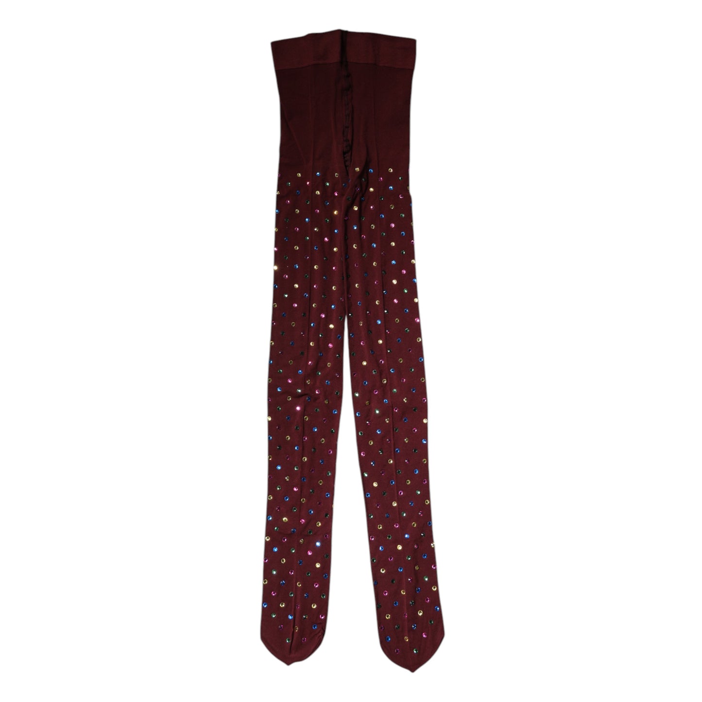 Dolce & Gabbana Maroon Nylon Crystal Embellished Pantyhose Tights Dolce & Gabbana