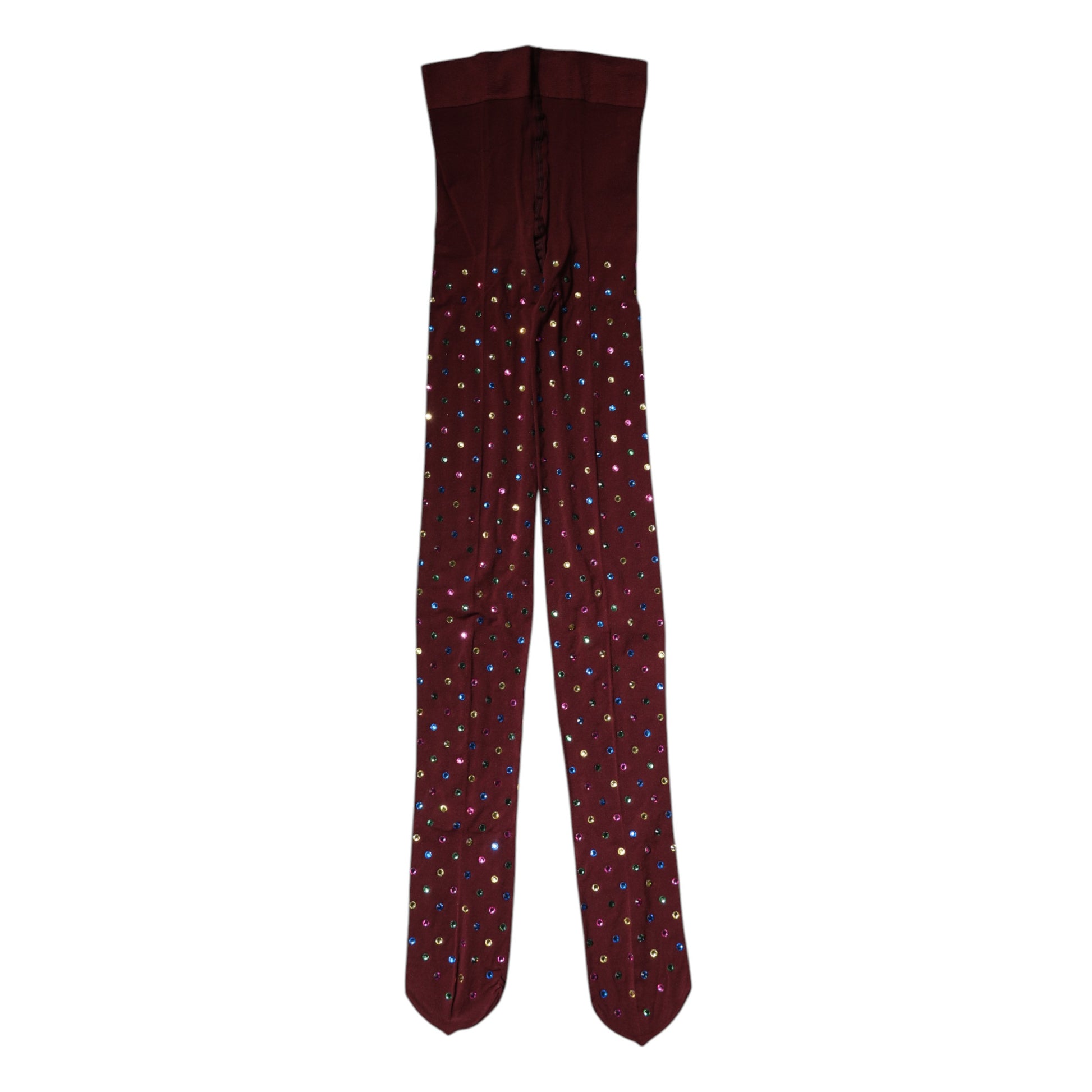 Dolce & Gabbana Maroon Nylon Crystal Embellished Pantyhose Tights Dolce & Gabbana