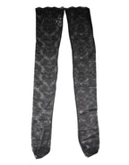 Dolce & Gabbana Black Floral Lace Cotton Stretch Stockings Socks