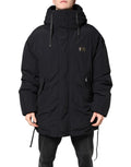 Dolce & Gabbana Black Nylon Full Zip Hooded Parka Jacket - Eljoys Fashion 