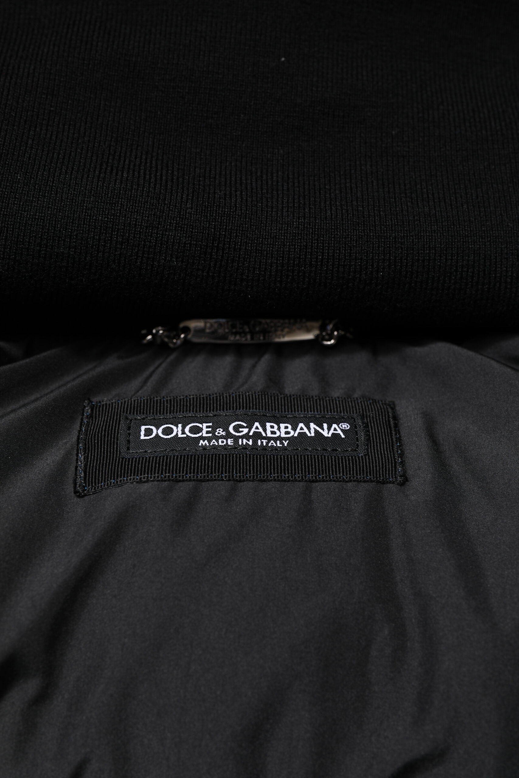 Dolce & Gabbana Blue Logo Full Zip Hooded Quilted Jacket Dolce & Gabbana