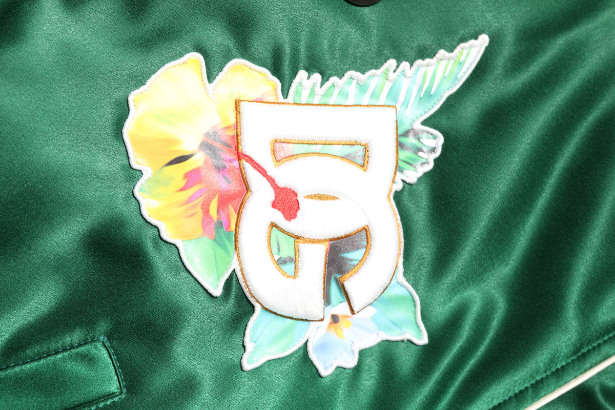 Dolce & Gabbana Green Floral DG Logo Full Zip Bomber Jacket - Eljoys Fashion 