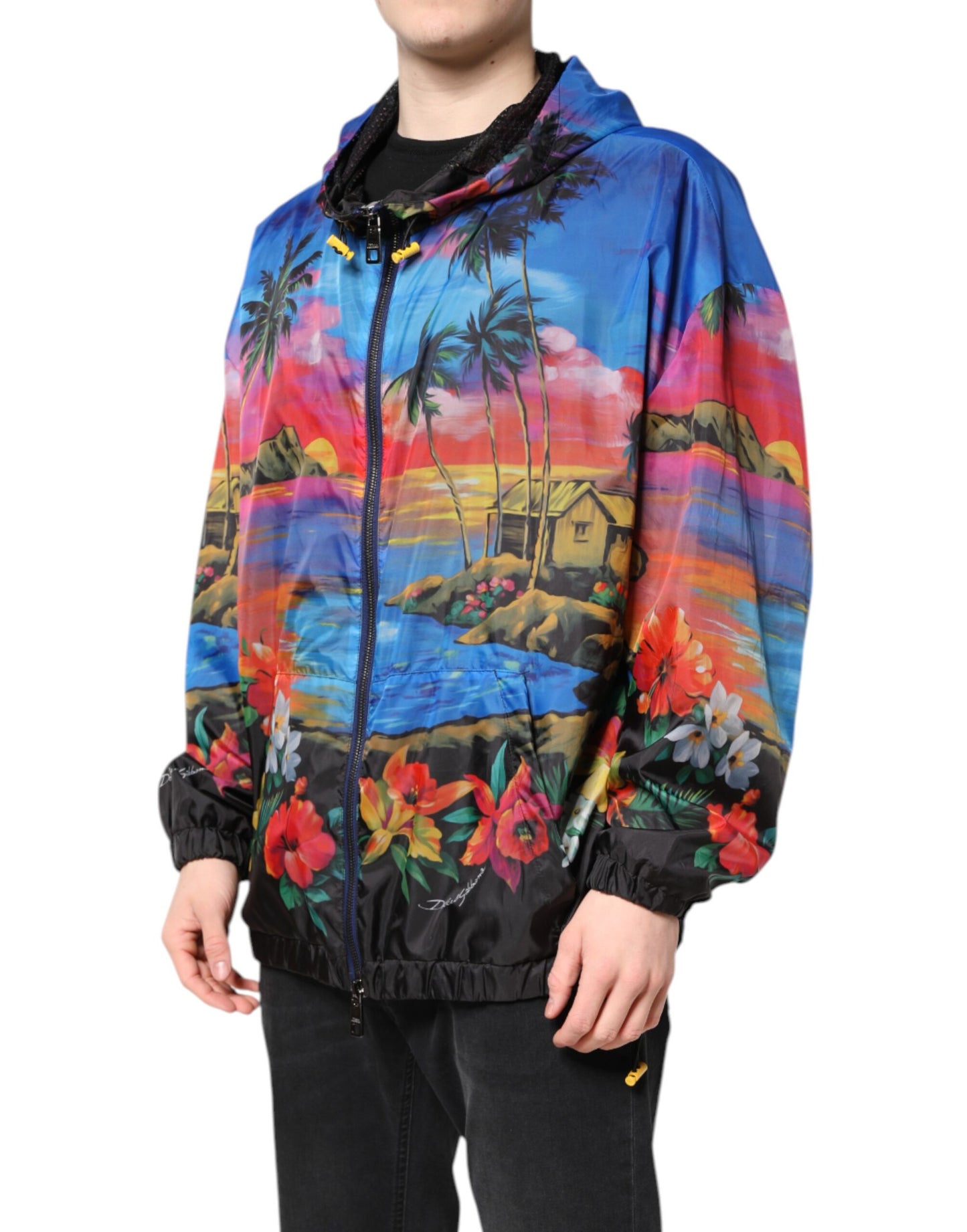 Dolce & Gabbana Multicolor Print Hooded Windbreaker Jacket Dolce & Gabbana