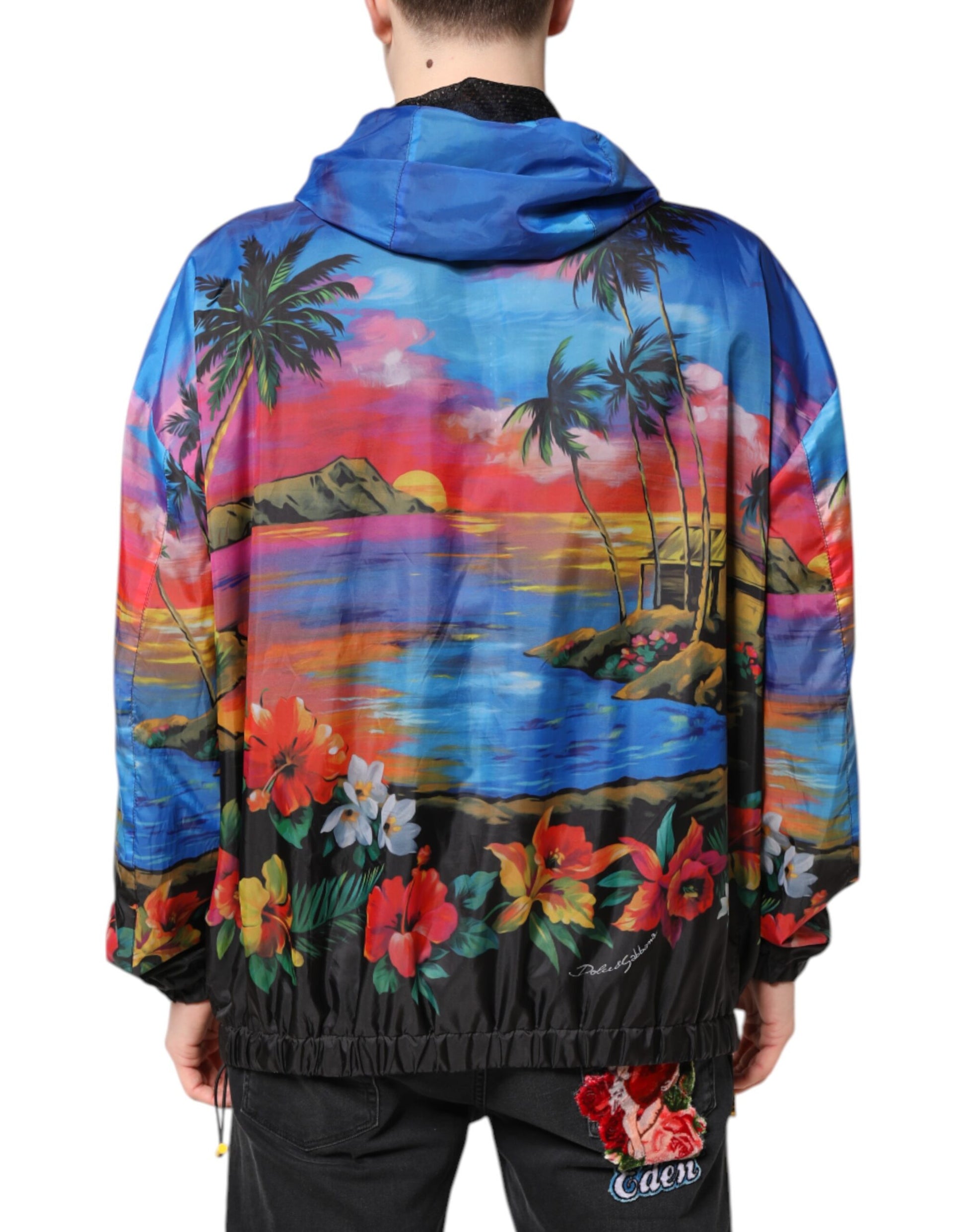 Dolce & Gabbana Multicolor Print Hooded Windbreaker Jacket Dolce & Gabbana