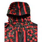 Dolce & Gabbana Black Cherry Print Hooded Windbreaker Jacket