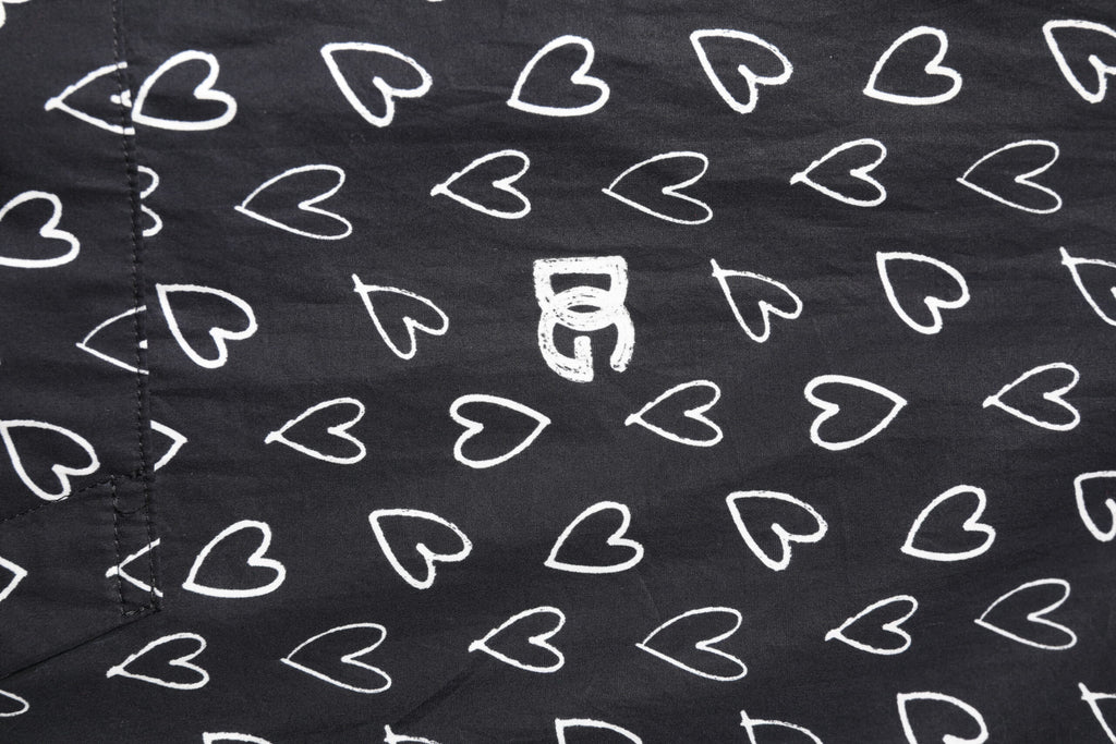 Dolce & Gabbana Black Heart Print Hooded Windbreaker Jacket