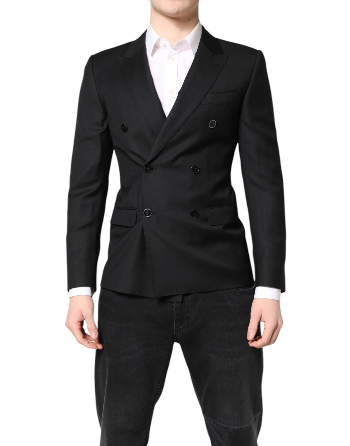 Dolce & Gabbana Black MARTINI Double Breasted Coat Blazer Dolce & Gabbana