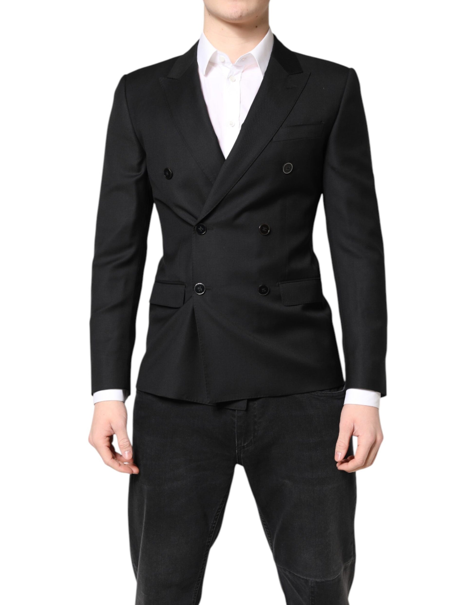 Dolce & Gabbana Black MARTINI Double Breasted Coat Blazer Dolce & Gabbana