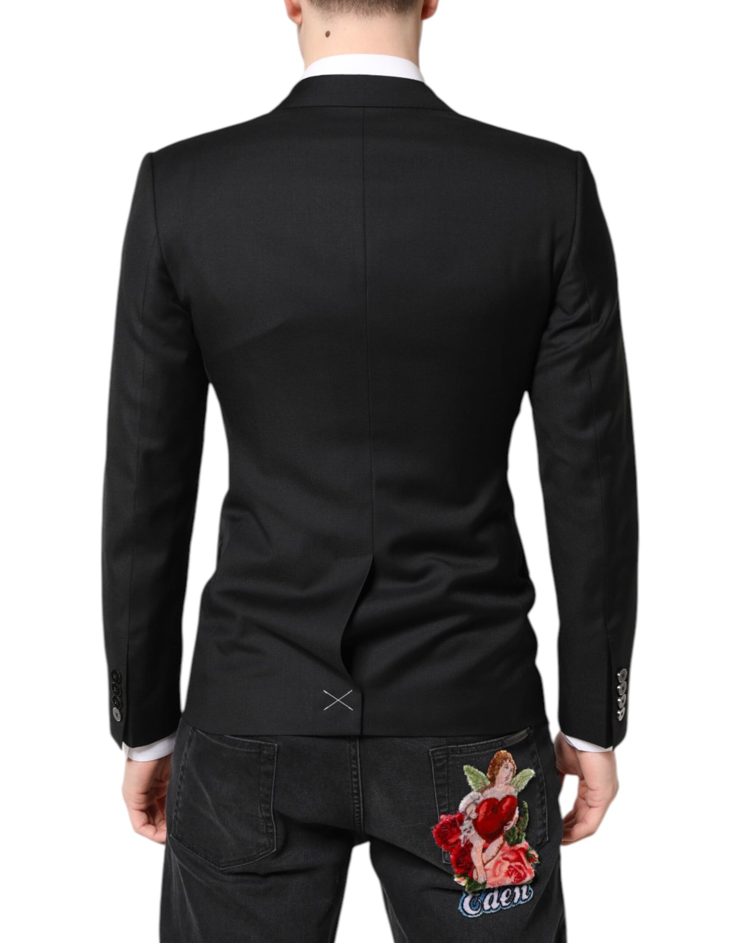 Dolce & Gabbana Black MARTINI Double Breasted Coat Blazer Dolce & Gabbana
