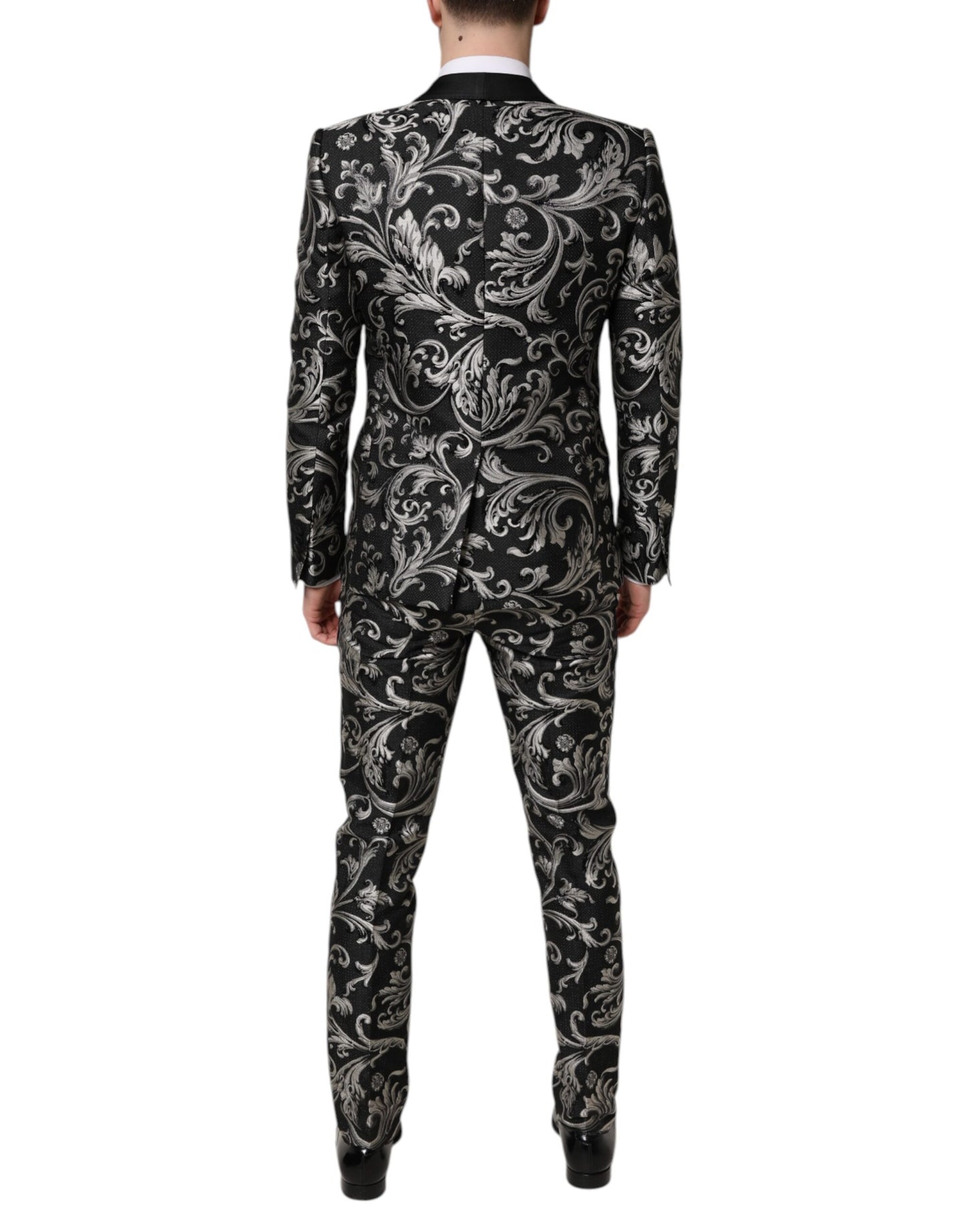 Dolce & Gabbana Black Gray MARTINI Jacquard Men 3 Piece Suit Dolce & Gabbana